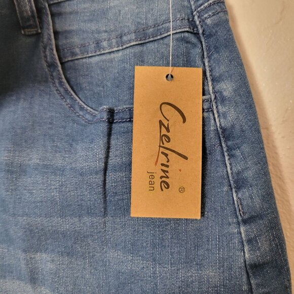 Czelrine Womens Blue Stretch Denim Pencil Skirt XXL With Button & Zip Closure - Picture 6 of 7